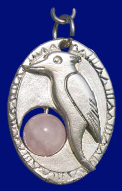 Indianer-Amulett SPECHT-ROSENQUARZ